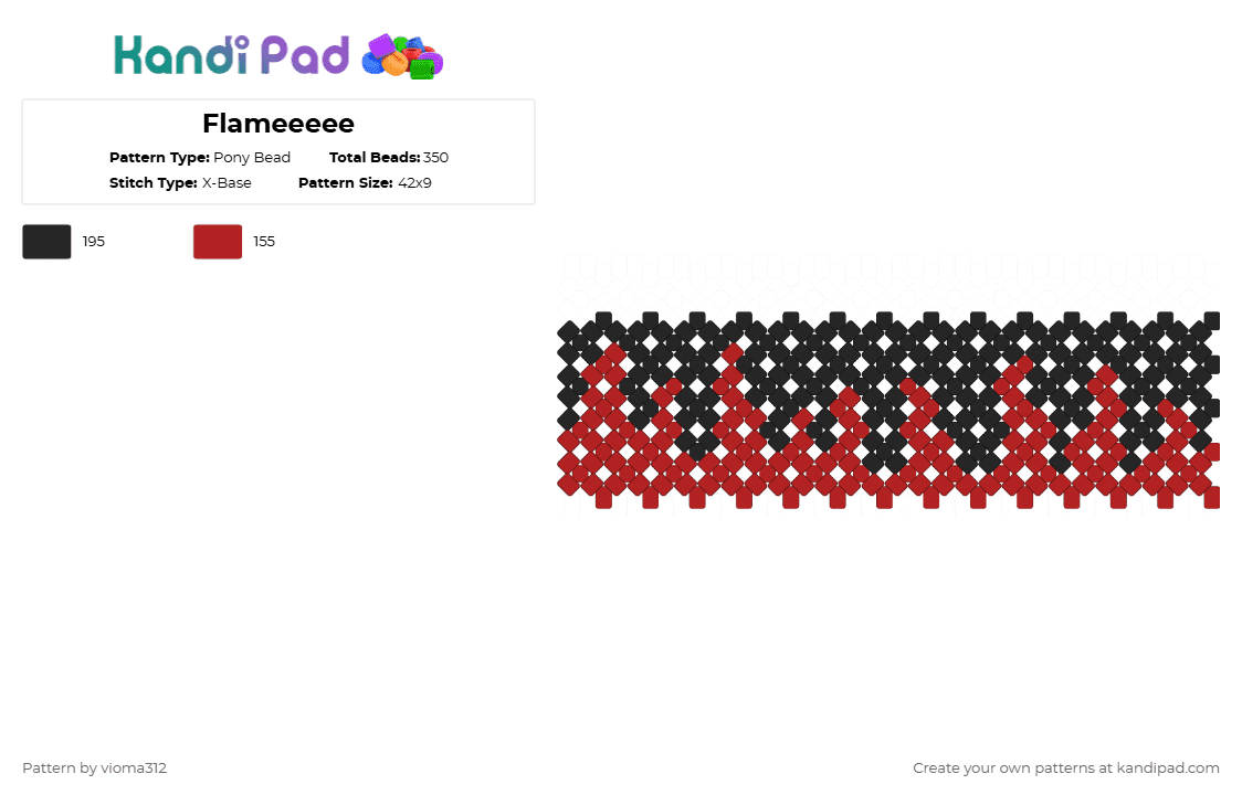 Flameeeee - Pony Bead Pattern by vioma312 on Kandi Pad - red,black