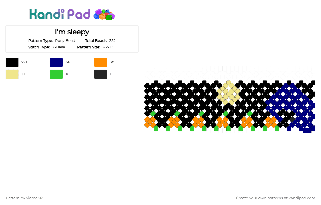I\'m sleepy - Pony Bead Pattern by vioma312 on Kandi Pad - black,purple