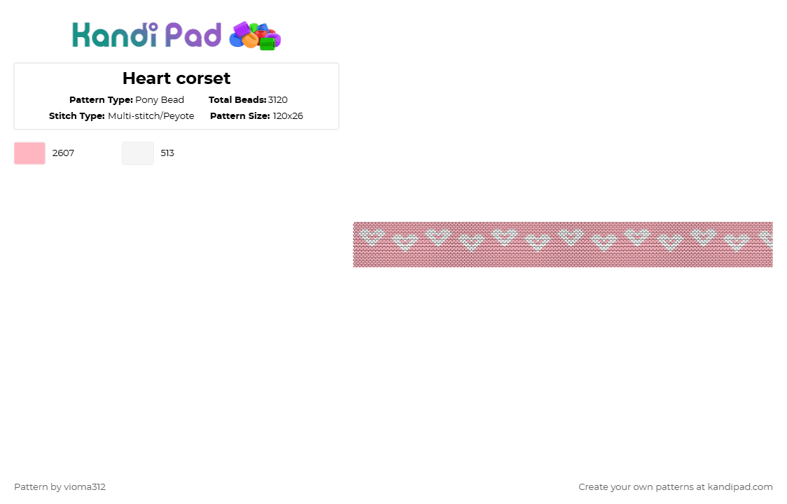 Heart corset - Pony Bead Pattern by vioma312 on Kandi Pad - pink