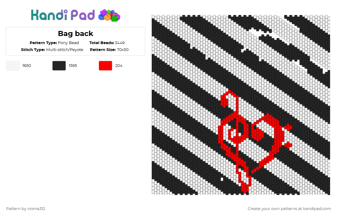 Bag back - Pony Bead Pattern by vioma312 on Kandi Pad - white