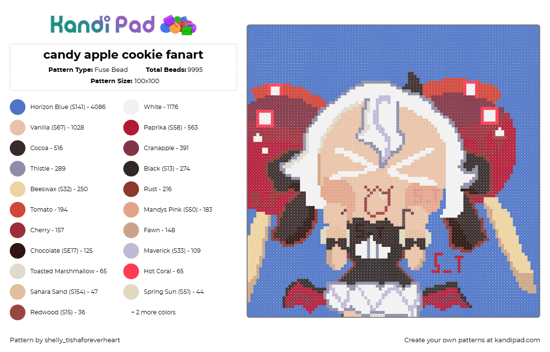 candy apple cookie fanart - Fuse Bead Pattern by shel1if3sil_userchanged on Kandi Pad - beige,blue