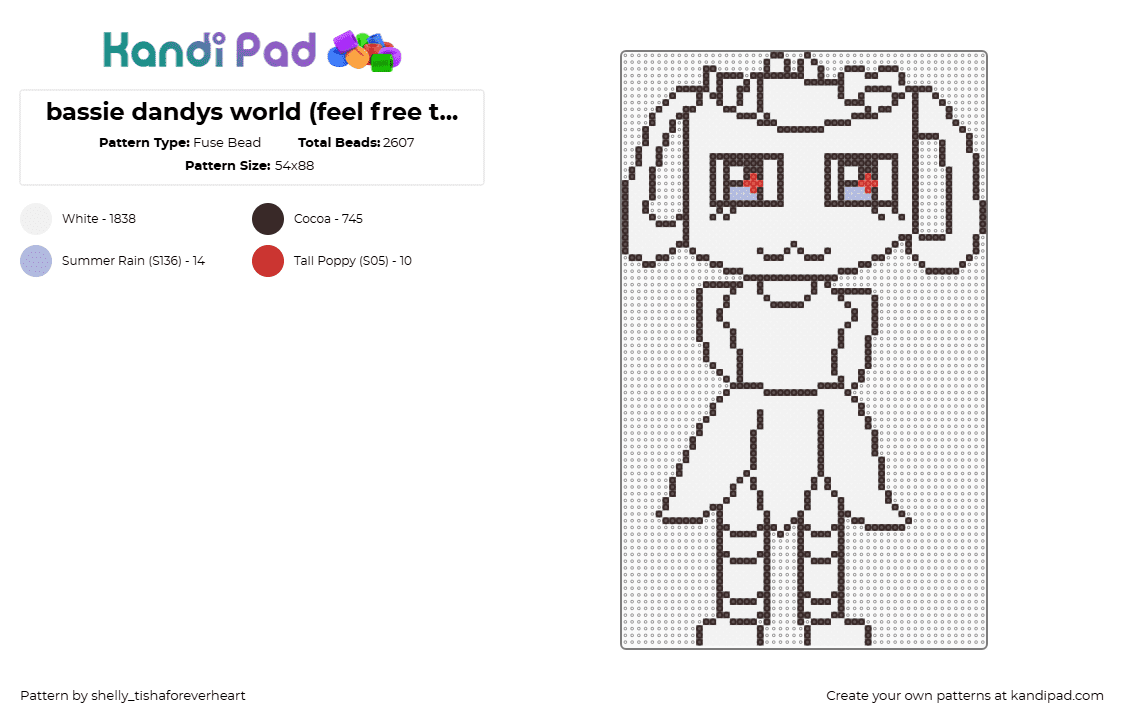 bassie dandys world (feel free to remix) - Fuse Bead Pattern by shel1if3sil_userchanged on Kandi Pad - white,brown