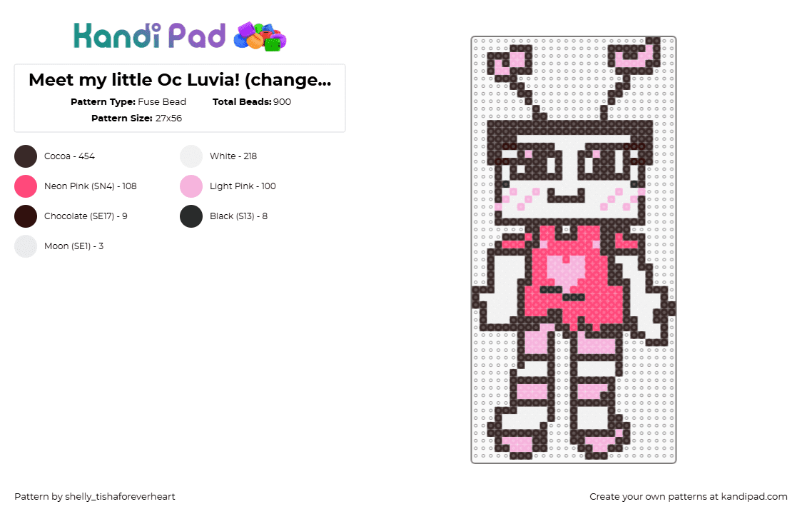 Meet my little Oc Luvia! (changed design a little bit) - Fuse Bead Pattern by shel1if3sil_userchanged on Kandi Pad - brown