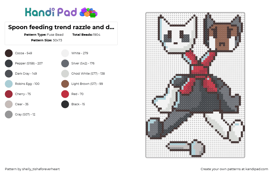 Spoon feeding trend razzle and dazzle rnd - Fuse Bead Pattern by shel1if3sil_userchanged on Kandi Pad - brown,gray