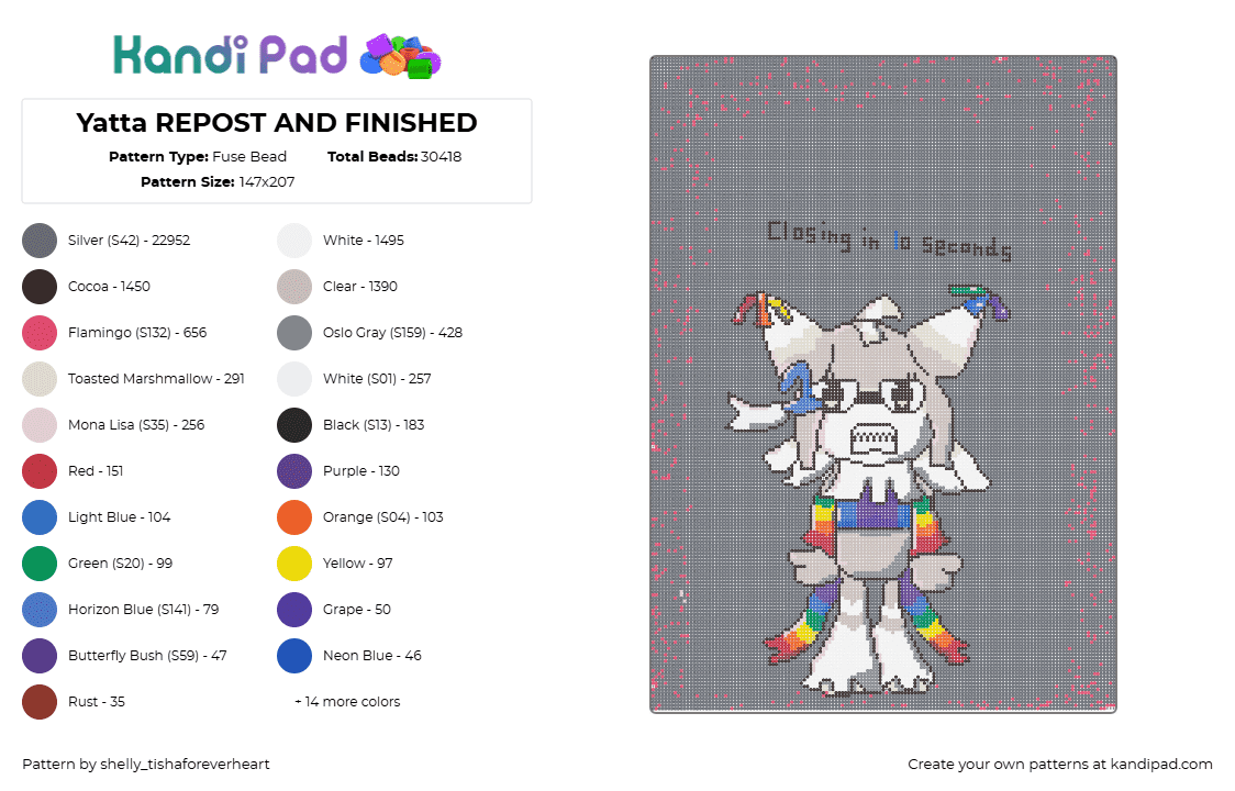 Yatta REPOST AND FINISHED - Fuse Bead Pattern by shel1if3sil_userchanged on Kandi Pad - 