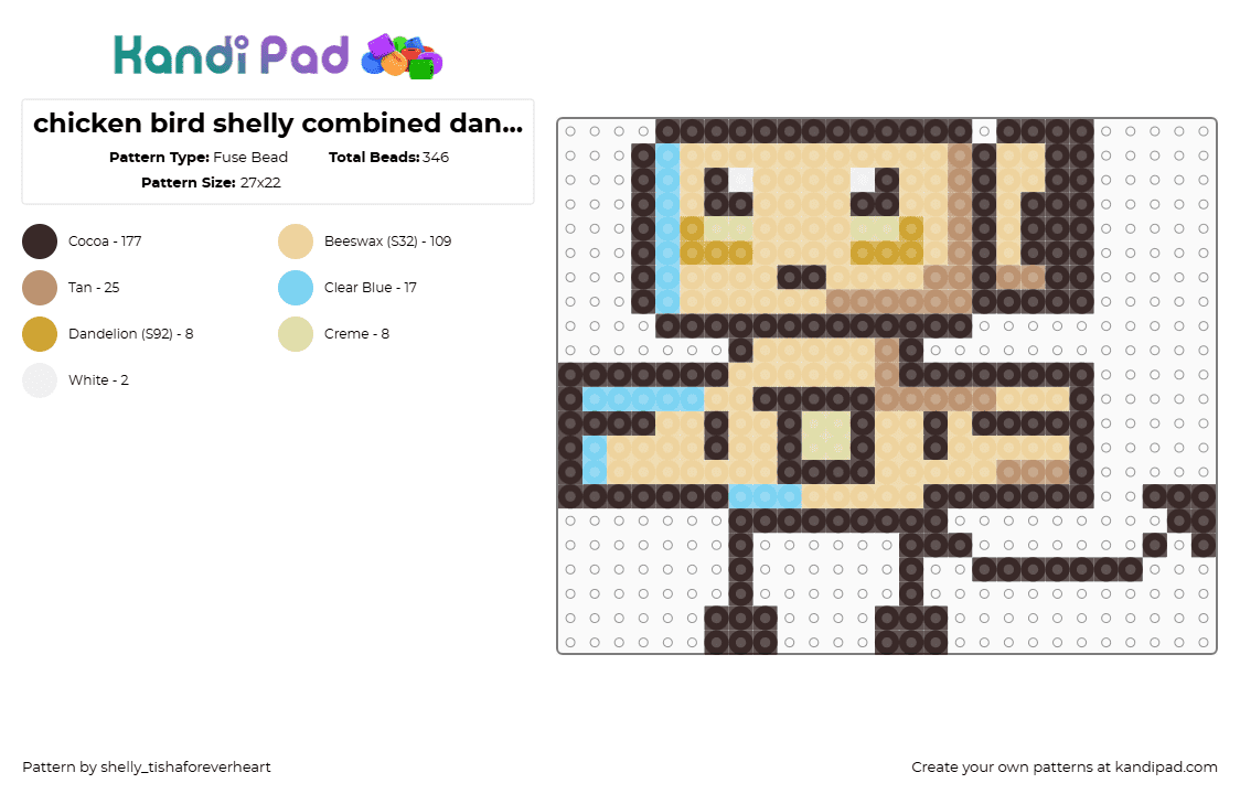 chicken bird shelly combined dandys world roblox - Fuse Bead Pattern by shel1if3sil_userchanged on Kandi Pad - brown,beige