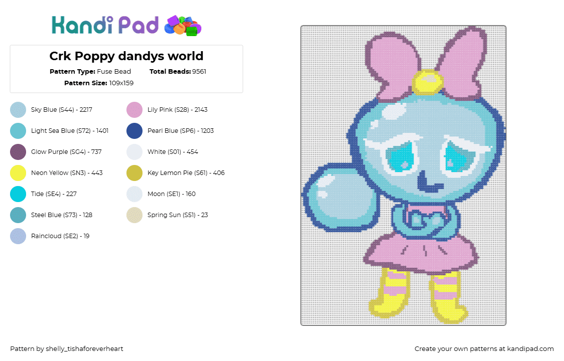 Crk Poppy dandys world - Fuse Bead Pattern by shel1if3sil_userchanged on Kandi Pad - light blue,pink