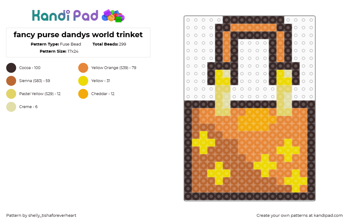 fancy purse dandys world trinket - Fuse Bead Pattern by shel1if3sil_userchanged on Kandi Pad - brown,orange