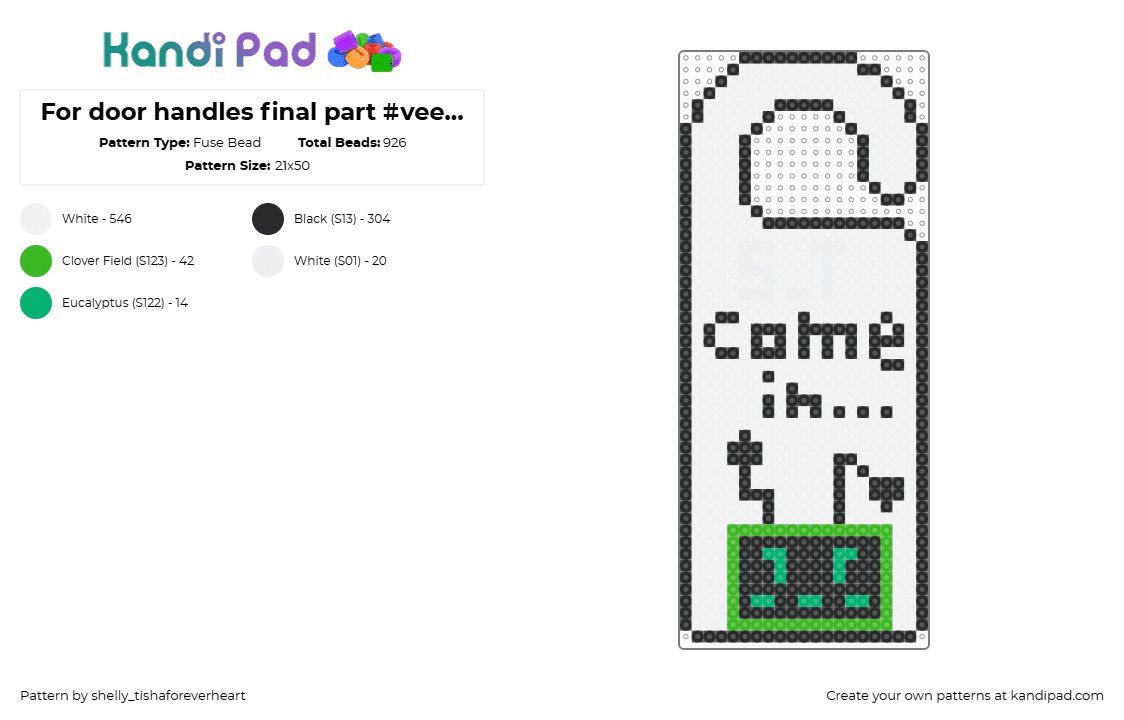 For door handles final part #vee #dandysworld - Fuse Bead Pattern by shel1if3sil_userchanged on Kandi Pad - white