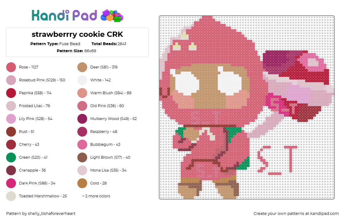 strawberrry cookie CRK - Fuse Bead Pattern by shel1if3sil_userchanged on Kandi Pad - tan,red,pink
