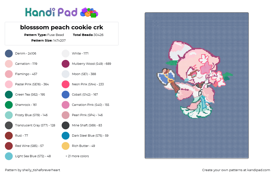 blosssom peach cookie crk - Fuse Bead Pattern by shel1if3sil_userchanged on Kandi Pad - blue