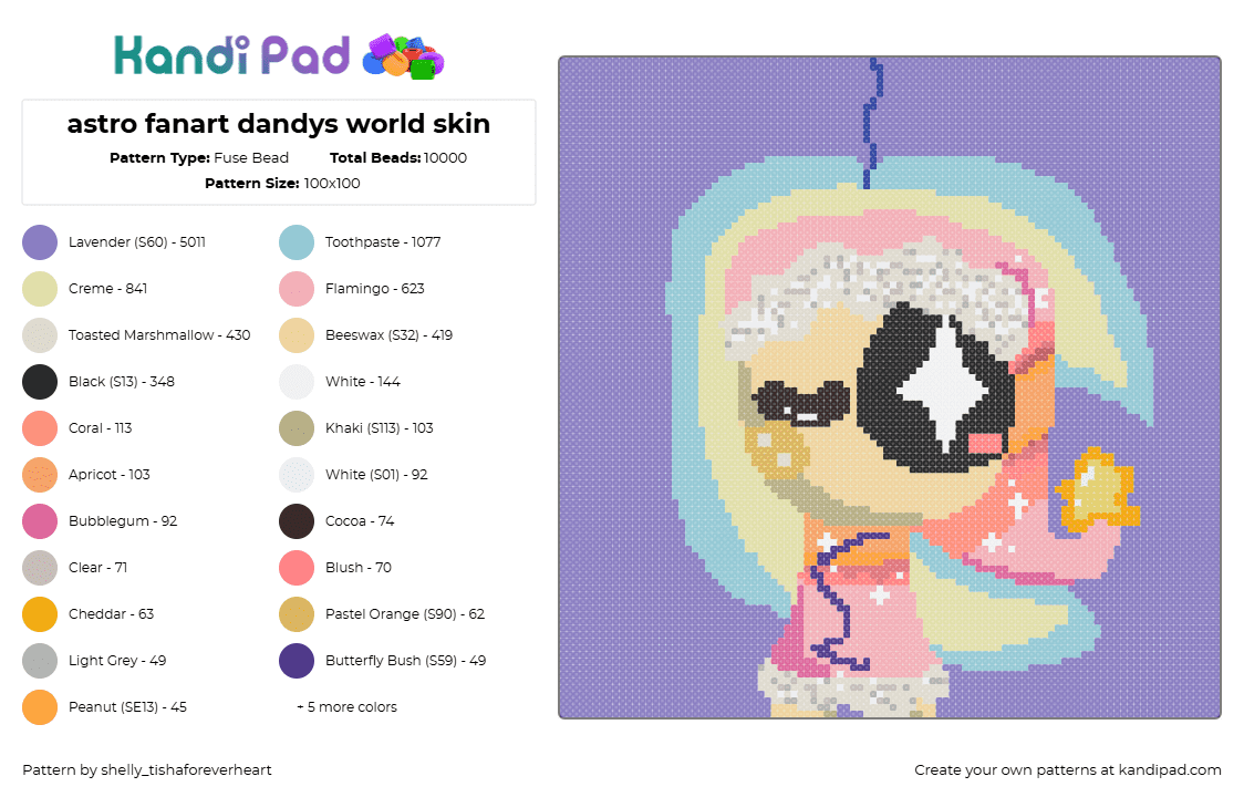 astro fanart dandys world skin - Fuse Bead Pattern by shel1if3sil_userchanged on Kandi Pad - 