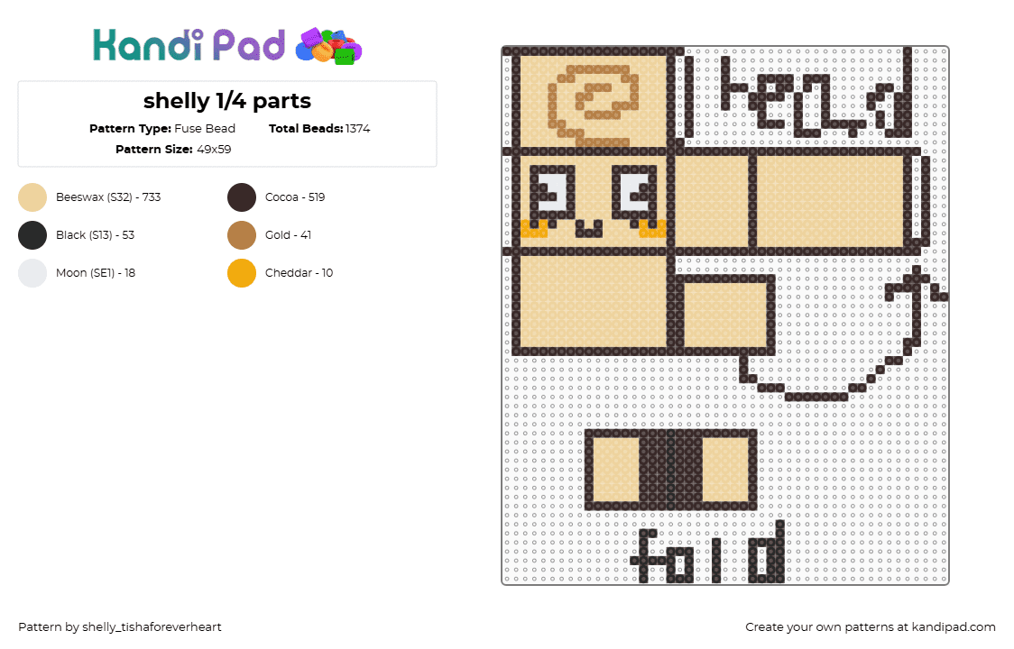 shelly 1/4 parts - Fuse Bead Pattern by shelly_tishaforeverheart on Kandi Pad - beige,brown