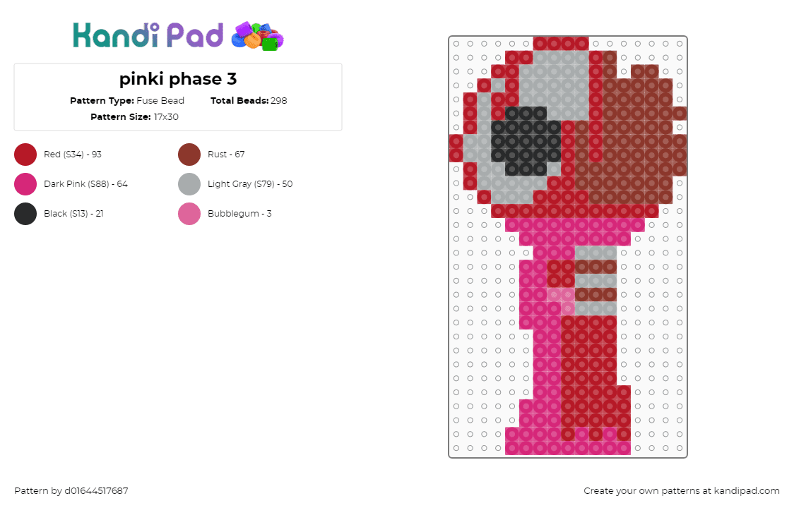 pinki phase 3 - Fuse Bead Pattern by d01644517687 on Kandi Pad - red,pinki,phase 3,sprunki