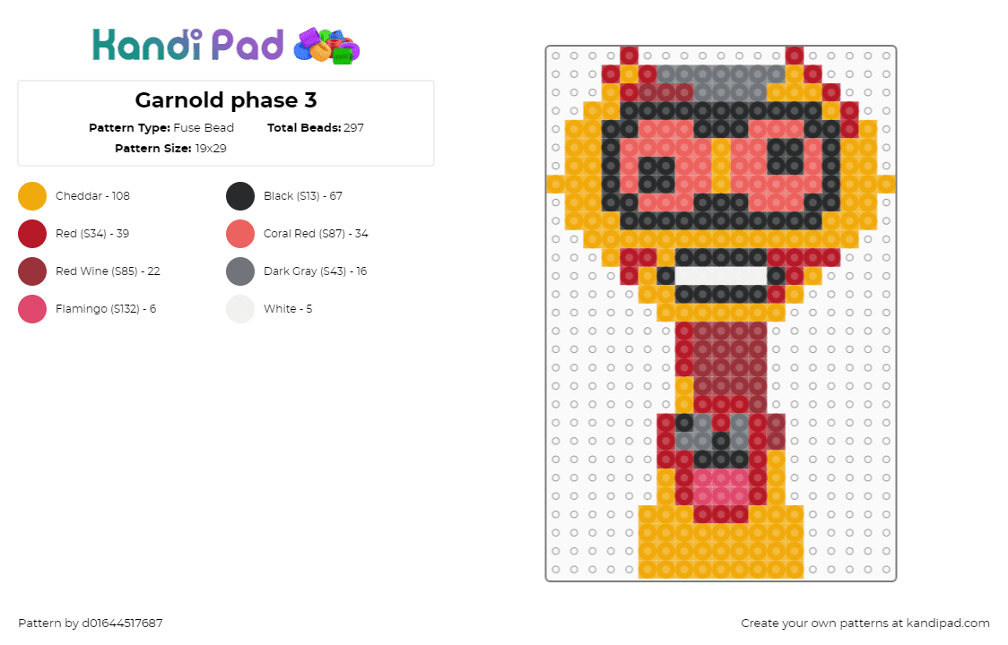 Garnold phase 3 - Fuse Bead Pattern by d01644517687 on Kandi Pad - orange,red,sprunki,garnold,phase 3