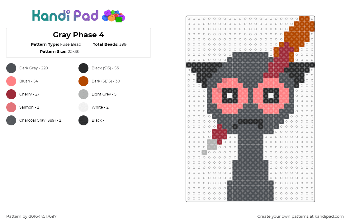Gray Phase 4 - Fuse Bead Pattern by d01644517687 on Kandi Pad - red,gray,phase 4,sprunki