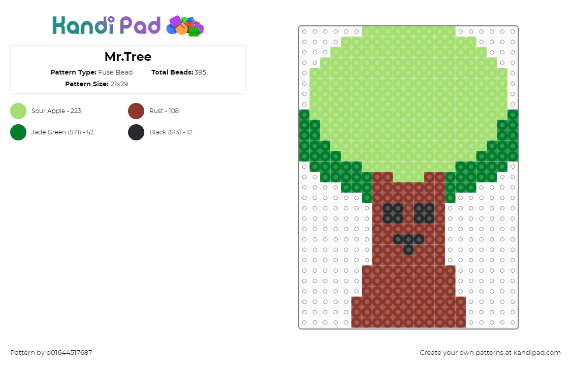 Mr.Tree - Fuse Bead Pattern by d01644517687 on Kandi Pad - green,red,sprunki,tree