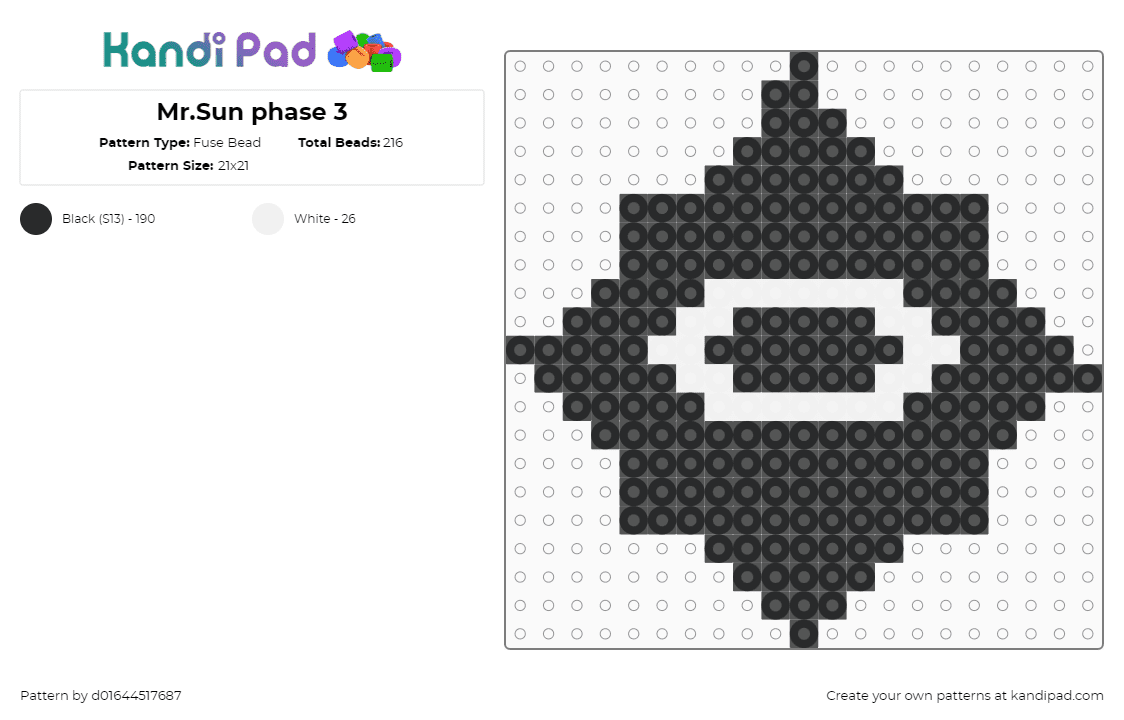 Mr.Sun phase 3 - Fuse Bead Pattern by d01644517687 on Kandi Pad - black,mrsun,sprunki,phase 3