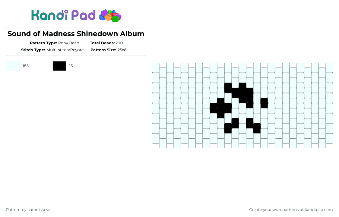 Sound of Madness Shinedown Album - Pony Bead Pattern by aaroniskewl on Kandi Pad - white,monochrome,shinedown,soundofmadness,albumcover,music,kandi