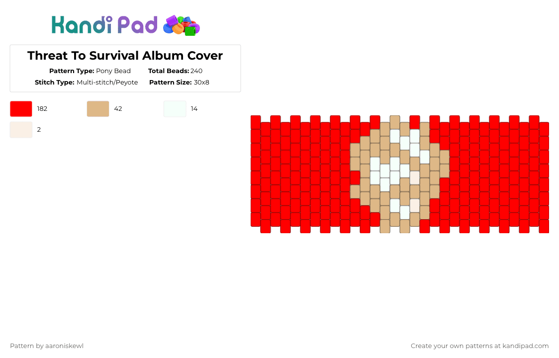 Threat To Survival Album Cover - Pony Bead Pattern by aaroniskewl on Kandi Pad - red,shinedown,music,albumcover,threattosurvival,album,silly,kandi