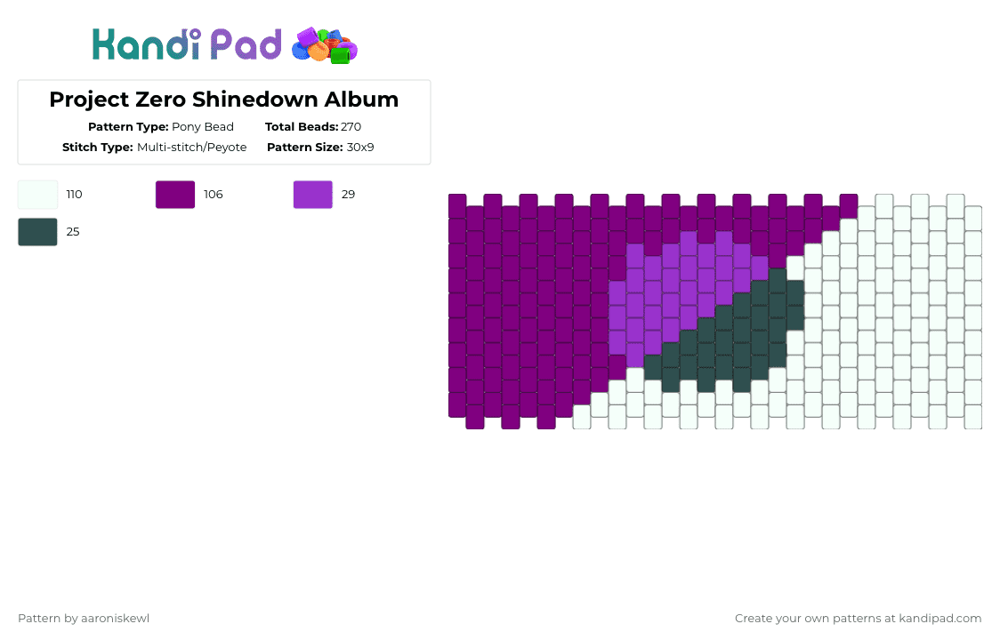 Project Zero Shinedown Album - Pony Bead Pattern by aaroniskewl on Kandi Pad - pink,projectzero,alien,space,shinedown,music,kandi,albumcover