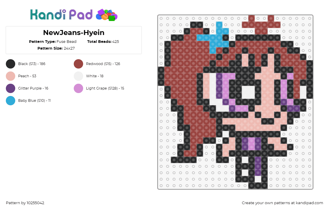 NewJeans-Hyein - Fuse Bead Pattern by 10255042 on Kandi Pad - newjeans,music,kpop,powerpuff girls,pop culture,youthful,trendy,animation