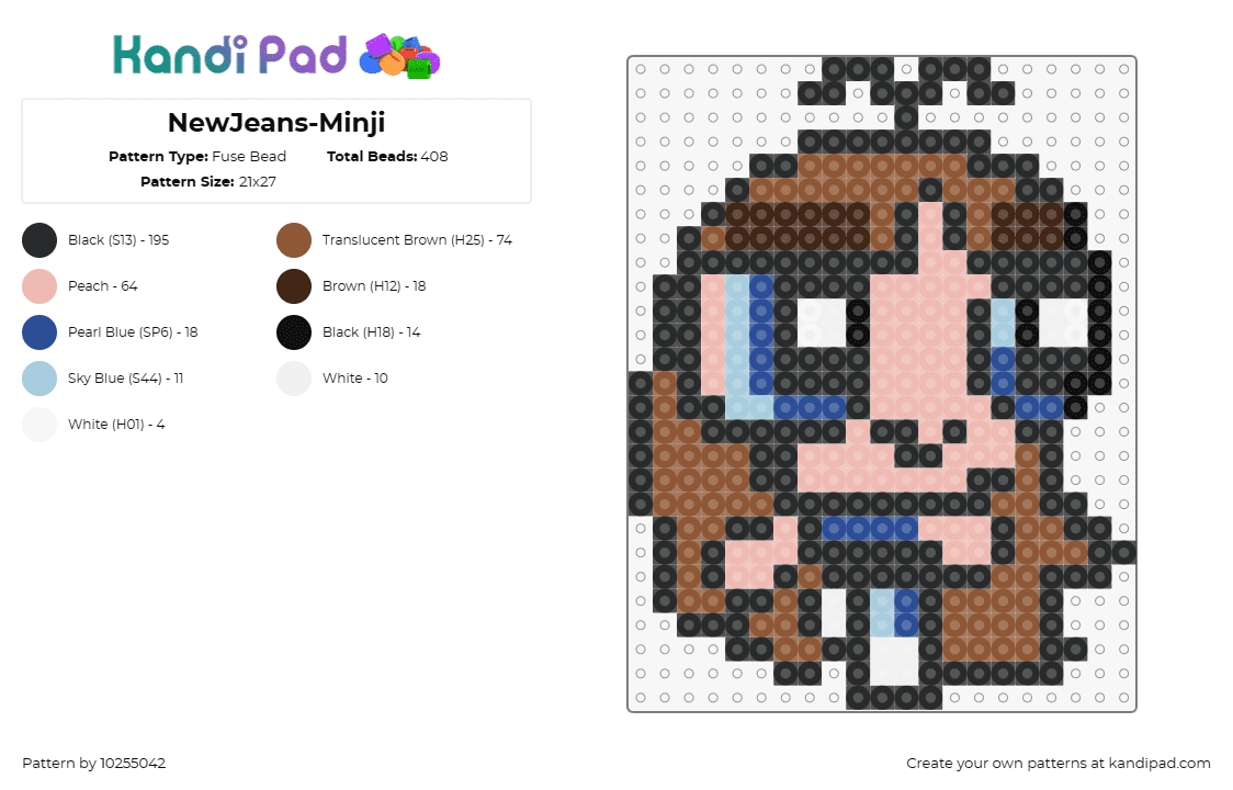 NewJeans-Minji - Fuse Bead Pattern by 10255042 on Kandi Pad - newjeans,music,kpop,powerpuff girls,nostalgia,pop culture,personalizing,musical 