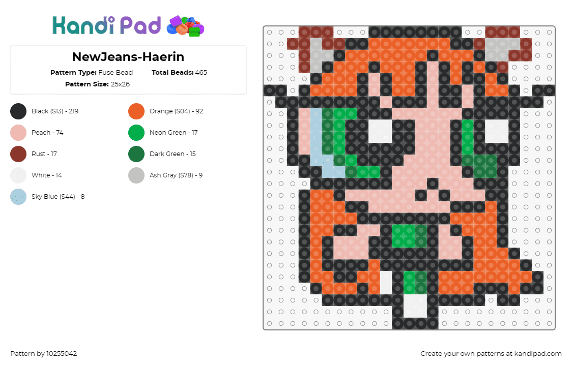 NewJeans-Haerin - Fuse Bead Pattern by 10255042 on Kandi Pad - newjeans,music,kpop,powerpuff girls,playful,animation,character,pop culture