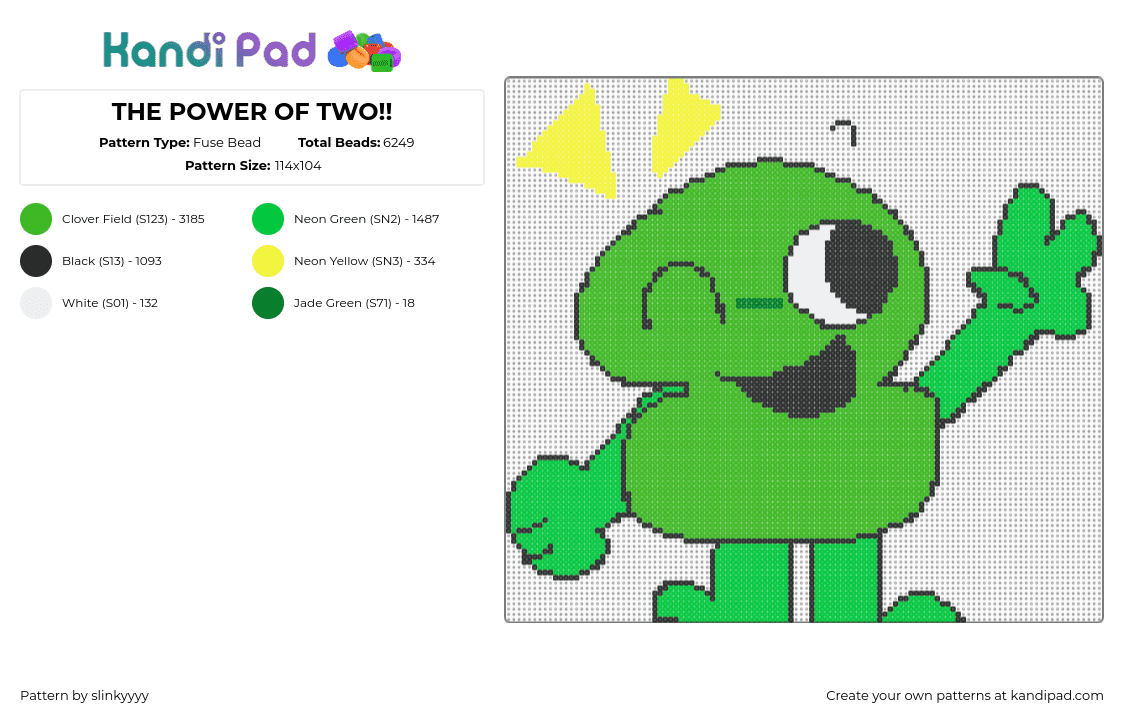 THE POWER OF TWO!! - Fuse Bead Pattern by slinkyyyy on Kandi Pad - green