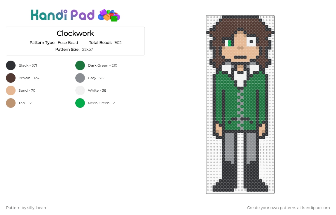 Clockwork - Fuse Bead Pattern by silly_bean on Kandi Pad - brown, green