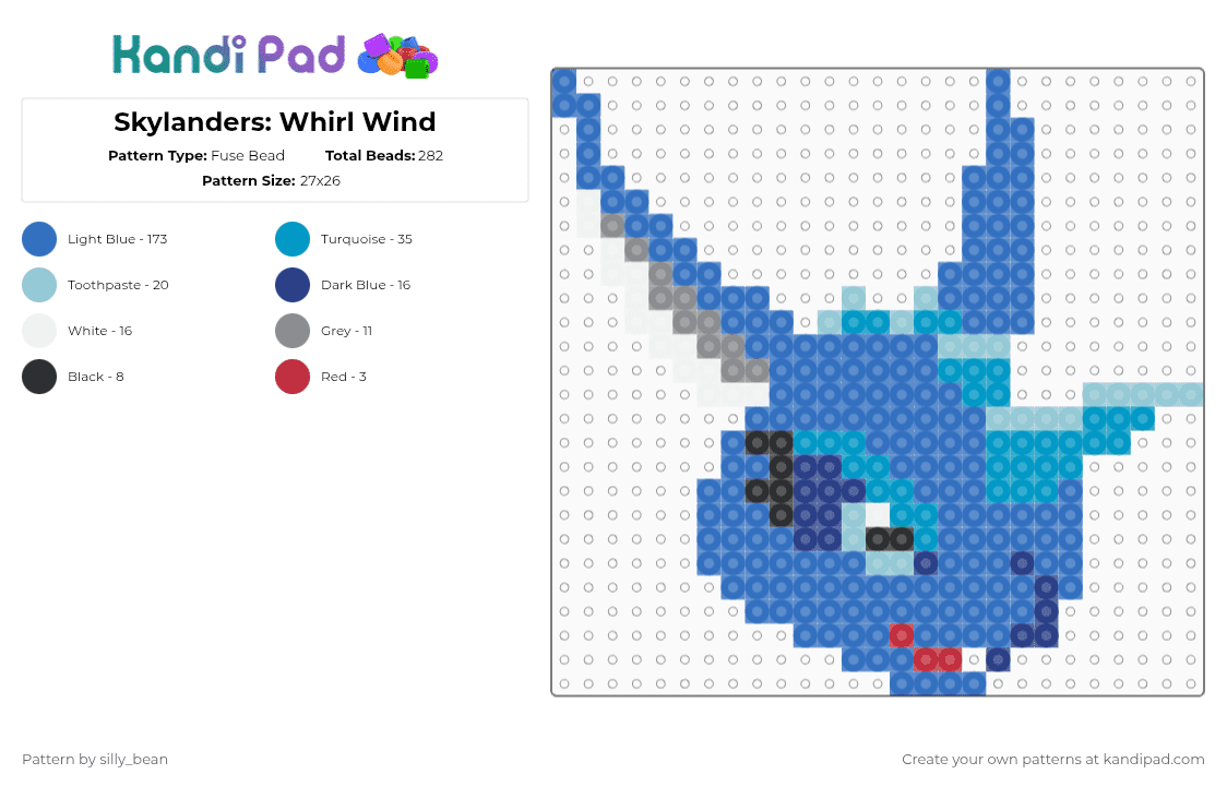 Skylanders: Whirl Wind - Fuse Bead Pattern by silly_bean on Kandi Pad - blue