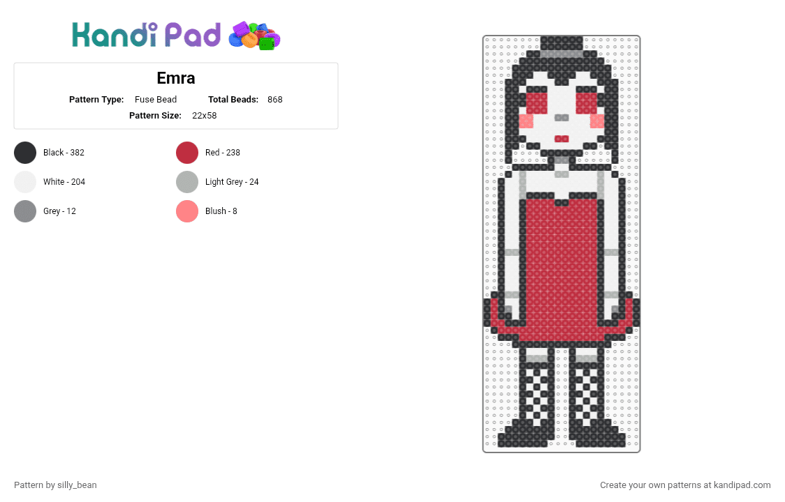 Emra - Fuse Bead Pattern by silly_bean on Kandi Pad - red