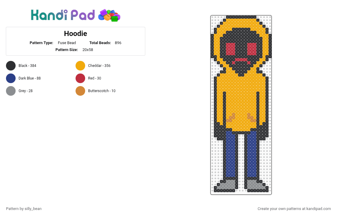 Hoodie - Fuse Bead Pattern by silly_bean on Kandi Pad - orange