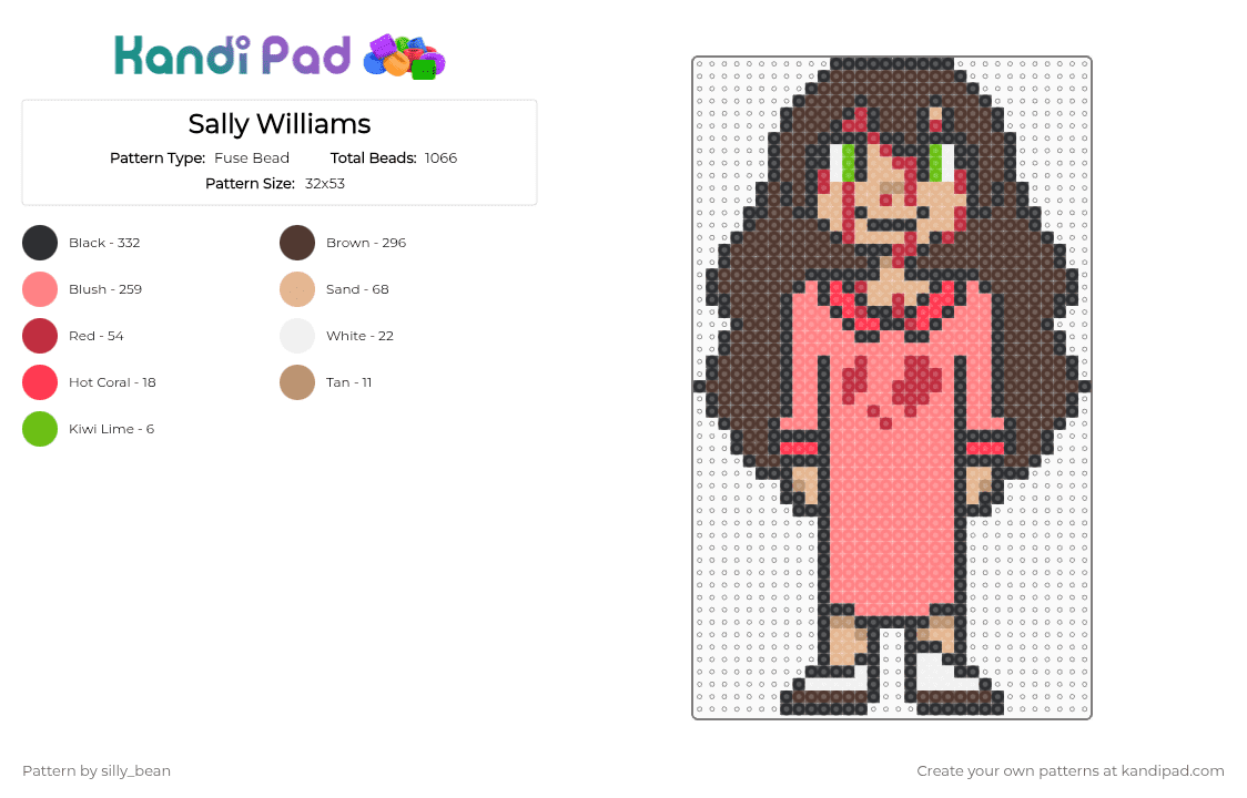 Sally Williams - Fuse Bead Pattern by silly_bean on Kandi Pad - brown, red