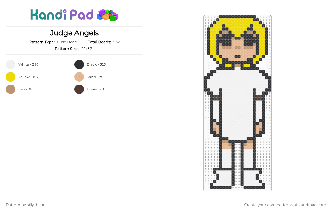 Judge Angels - Fuse Bead Pattern by silly_bean on Kandi Pad - beige, white, yellow