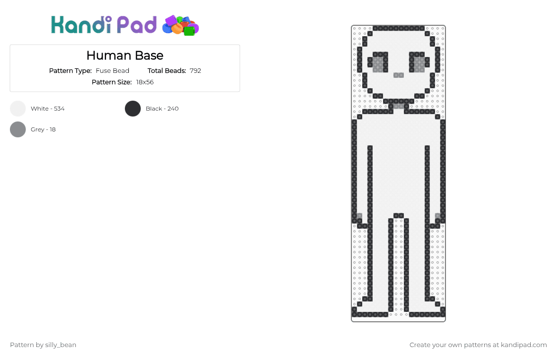 Human Base - Fuse Bead Pattern by silly_bean on Kandi Pad - white