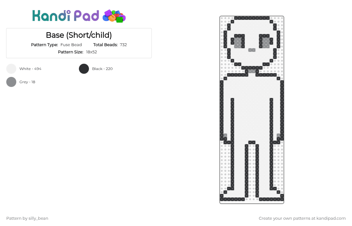 Base (Short/child) - Fuse Bead Pattern by silly_bean on Kandi Pad - white