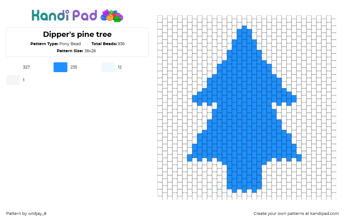 Dipper\'s pine tree - Pony Bead Pattern by wildjay_8 on Kandi Pad - white,light blue