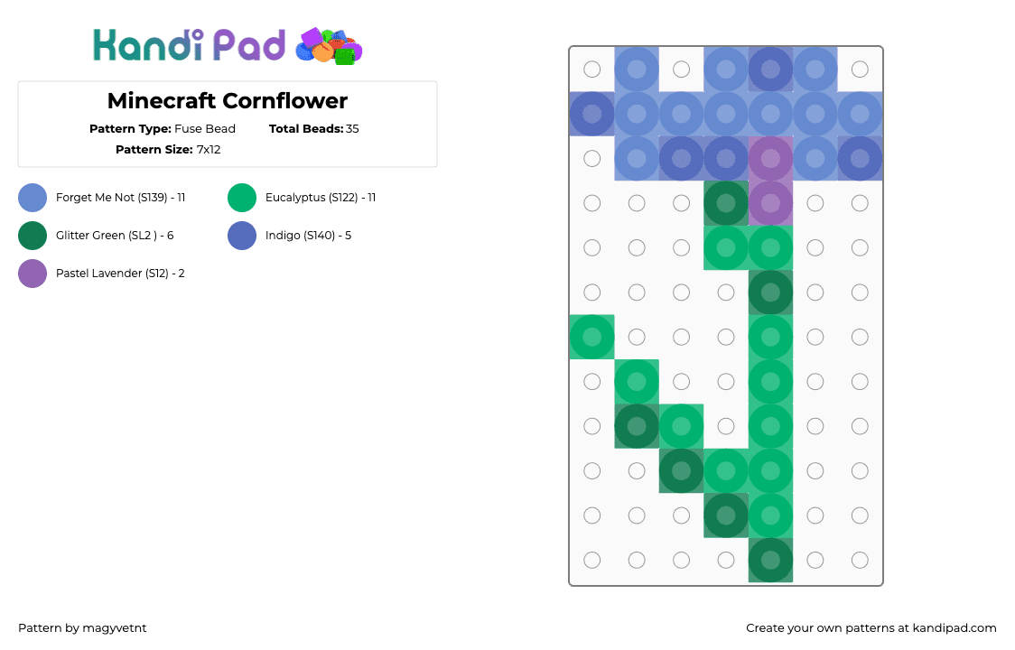Minecraft Cornflower - Fuse Bead Pattern by magyvetnt on Kandi Pad - blue,green,minecraft,cornflower,flower