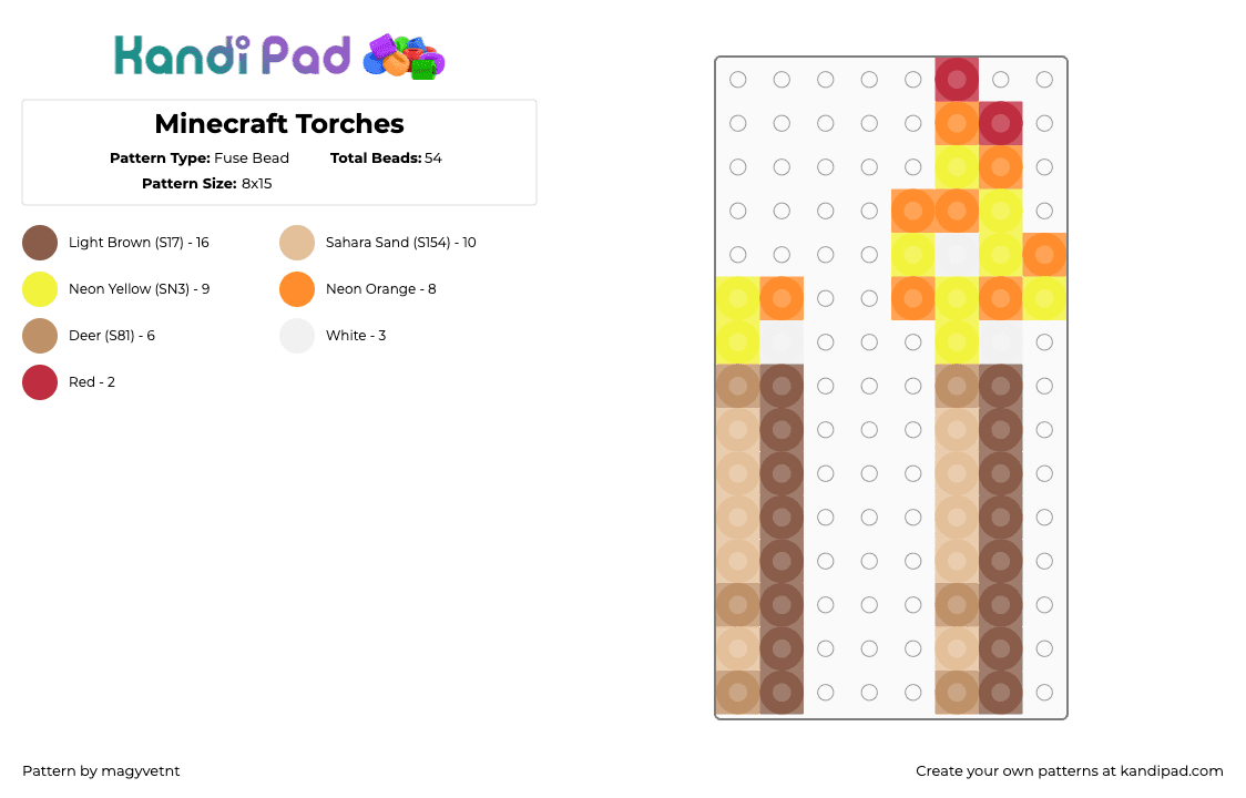 Minecraft Torches - Fuse Bead Pattern by magyvetnt on Kandi Pad - tan,beige,torches,minecraft