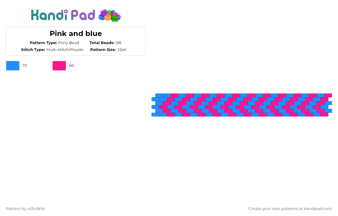 Pink and blue - Pony Bead Pattern by w3irdk1d on Kandi Pad - pink,light blue