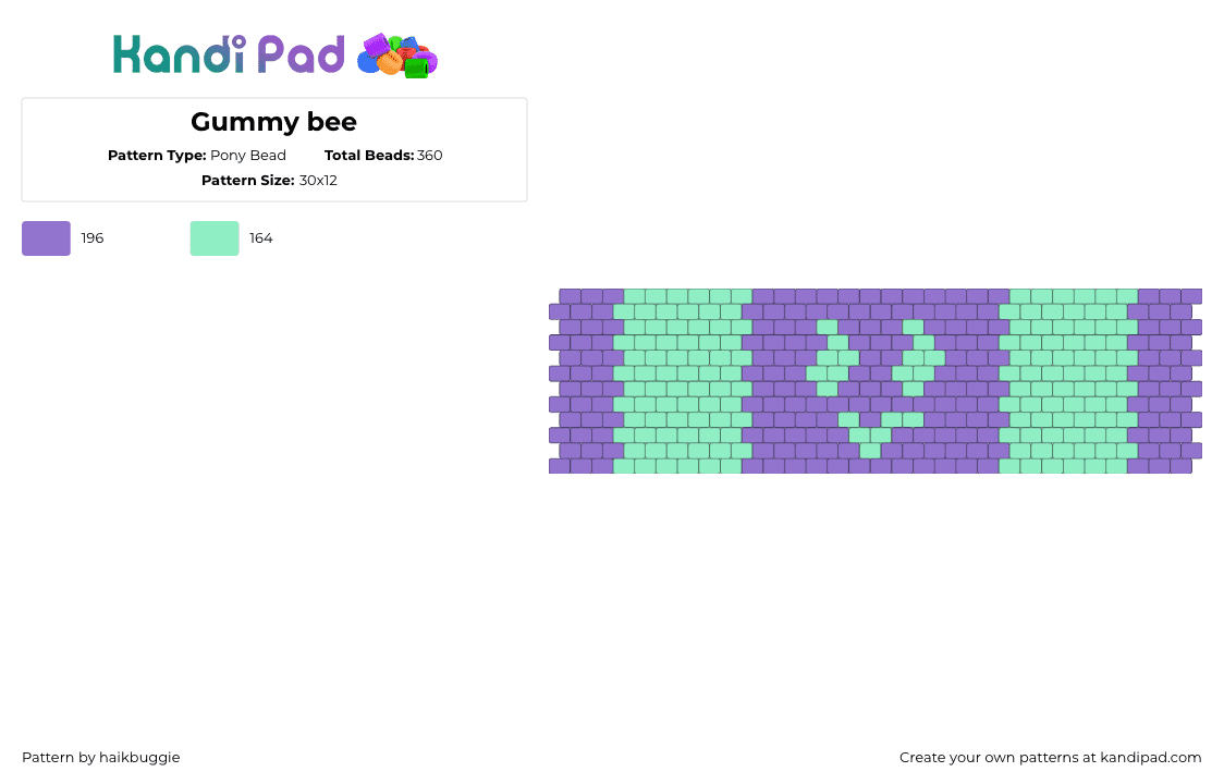 Gummy bee - Pony Bead Pattern by haikbuggie on Kandi Pad - purple,teal