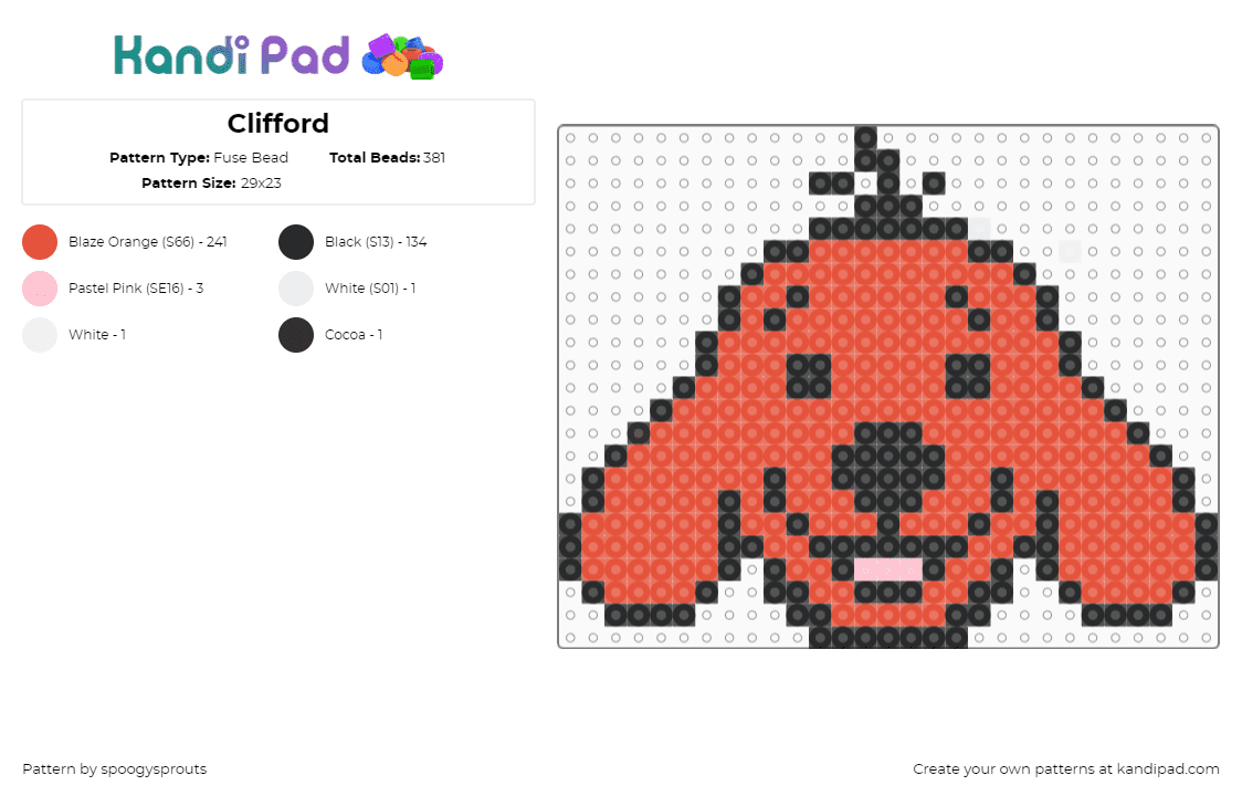 Clifford - Fuse Bead Pattern by spoogysprouts on Kandi Pad - clifford,dog,children,nostalgia,animal,red