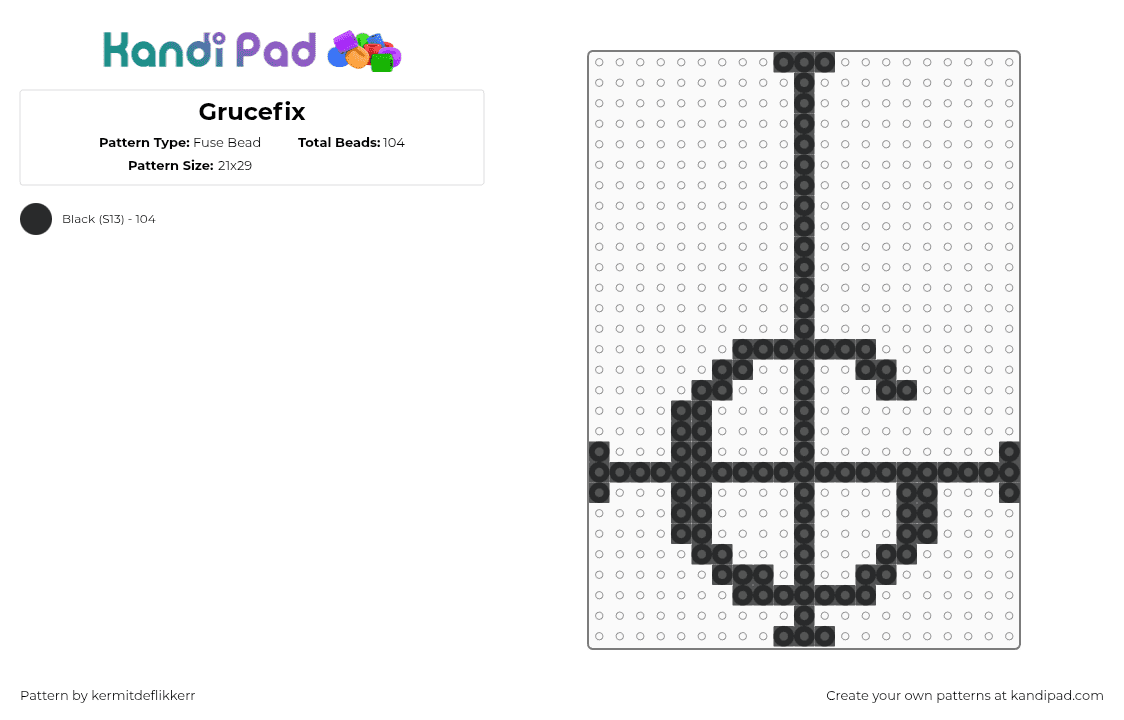 Grucefix - Fuse Bead Pattern by kermitdeflikkerr on Kandi Pad - black,grucefix,ghost,band