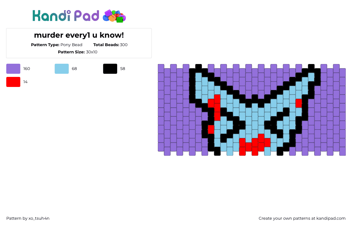 murder every1 u know! - Pony Bead Pattern by xo_tsuh4n on Kandi Pad - purple,femtanyl,song,murder,hyperpop,webcore,breakcore,music