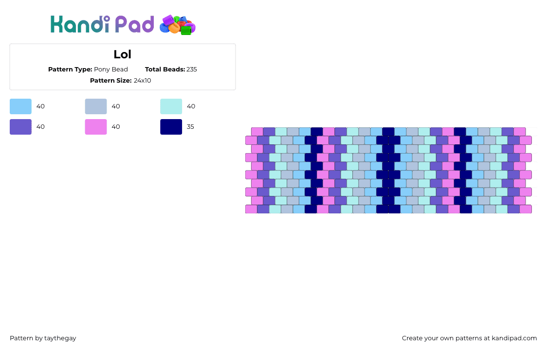 Lol - Pony Bead Pattern by taythegay on Kandi Pad - light blue,tay,taytaythe,idk