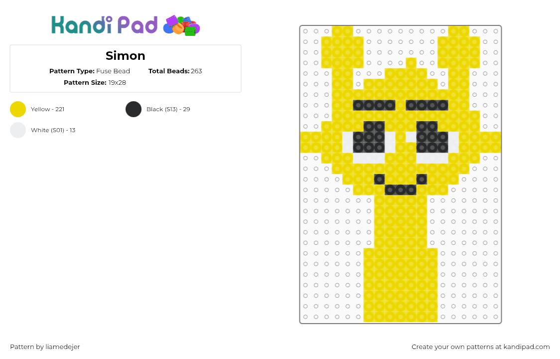 Simon - Fuse Bead Pattern by liamedejer8 on Kandi Pad - yellow