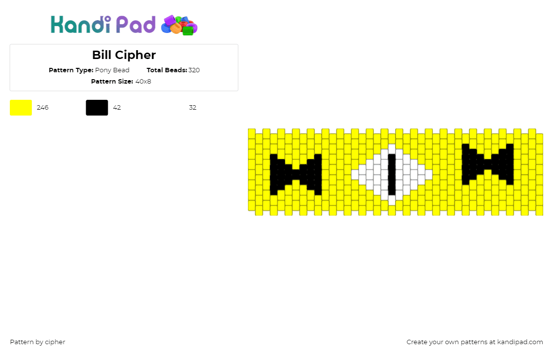 Bill Cipher - Pony Bead Pattern by cipher on Kandi Pad - yellow,bill cipher,gravity falls