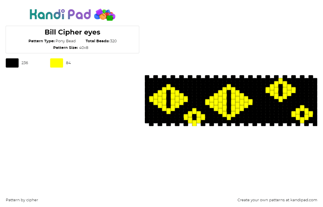 Bill Cipher eyes - Pony Bead Pattern by cipher on Kandi Pad - yellow,black,bill cipher,eyes,gravity falls