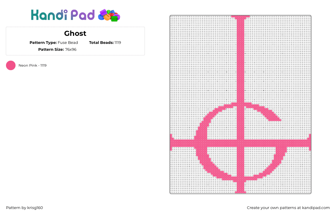 Ghost - Fuse Bead Pattern by krisg160 on Kandi Pad - pink